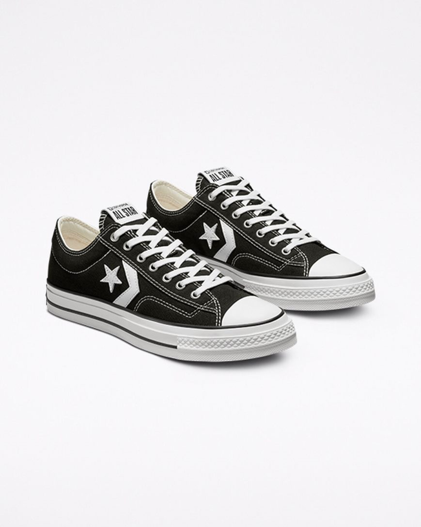 Zapatillas Bajas Converse Star Player 76 Hombre Negras Blancas Negras | PE 5WL427